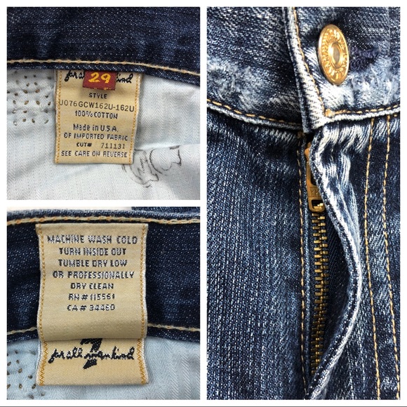 7 For All Mankind Patch Studded Distressed Jeans Size 29 - Picture 5 of 7